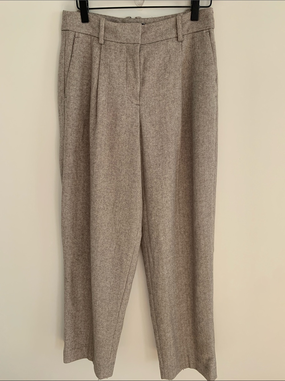 Banana Republic Factory Herringbone Straight Leg Wool Blend Trouser Pant Tan